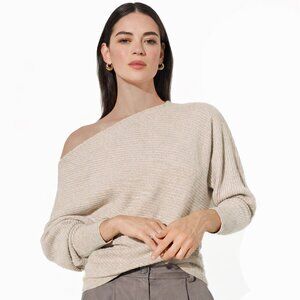 NEW The Reset R Label The Show Off Shoulder Sweater in Toasty Wool Cashmere | XS